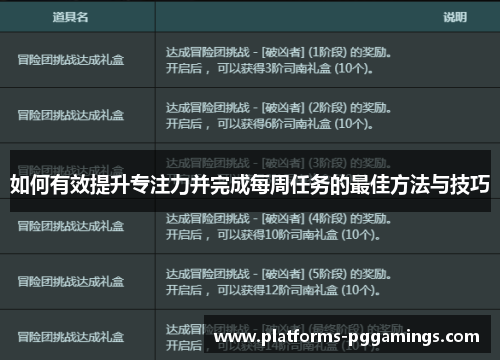 如何有效提升专注力并完成每周任务的最佳方法与技巧